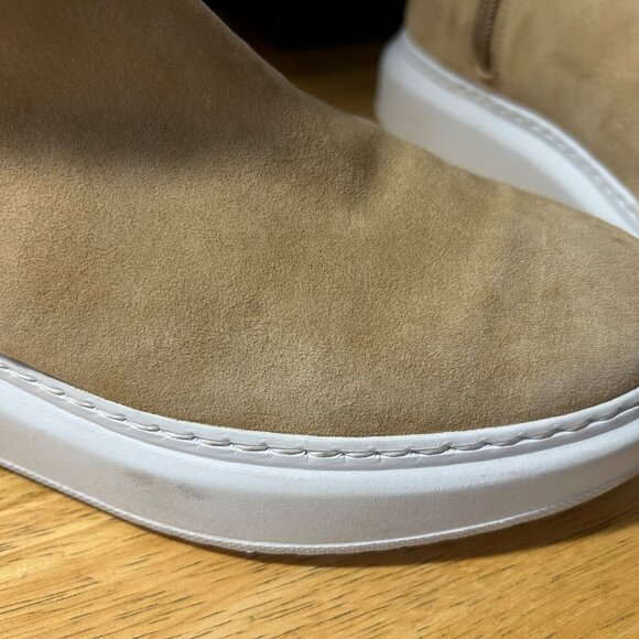 Womens Aquatalia Larisa Sand Suede Shearling Fur Ankle Zip Sneaker Booties 8.5 - Picture 12 of 16